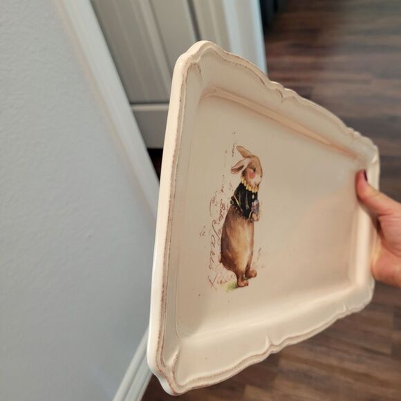Vintage Spring Rae Dunn By Magenta Paris Rabbit Tray Rare READ Charming Cottage - Picture 5 of 9